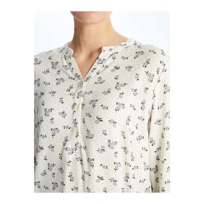 LCW Kaçık Yaka Desenli Uzun Kollu Kadın Bluz