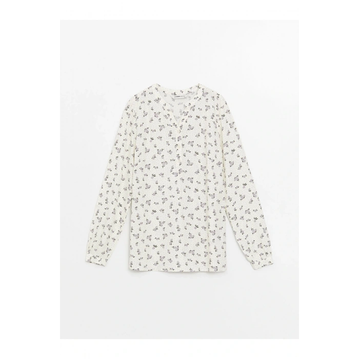 LCW Kaçık Yaka Desenli Uzun Kollu Kadın Bluz