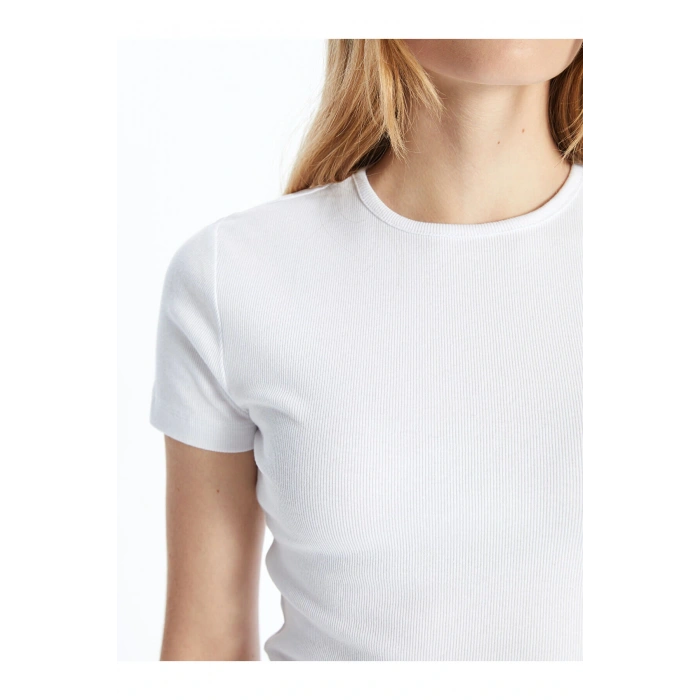 LCW Kadın Bisiklet Yaka Düz Tişört