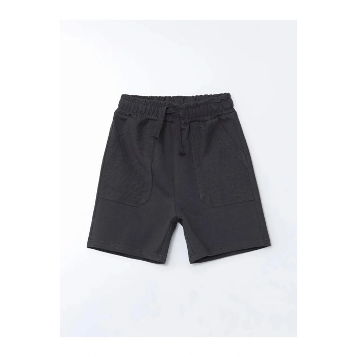 LCW Kids Antrasit Basic Beli Lastikli Pamuklu Erkek Çocuk Şort