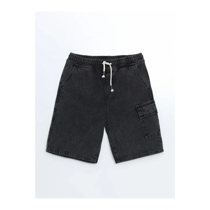 LCW Kids Antrasit Beli Lastikli %100 Pamuk Erkek Çocuk Kargo Jean Şort