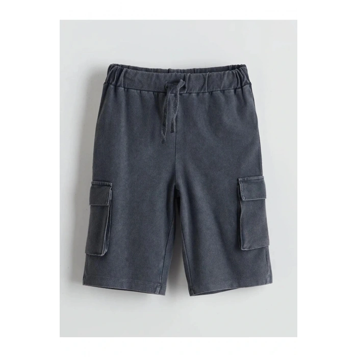 LCW Kids Antrasit Beli Lastikli Cepli Erkek Çocuk Şort