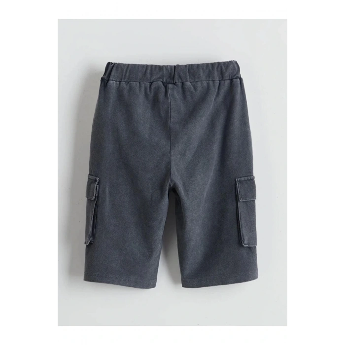 LCW Kids Antrasit Beli Lastikli Cepli Erkek Çocuk Şort