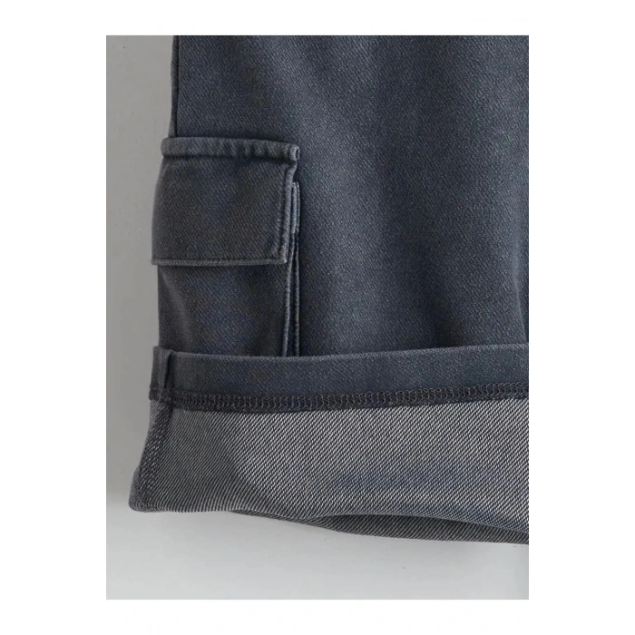 LCW Kids Antrasit Beli Lastikli Cepli Erkek Çocuk Şort