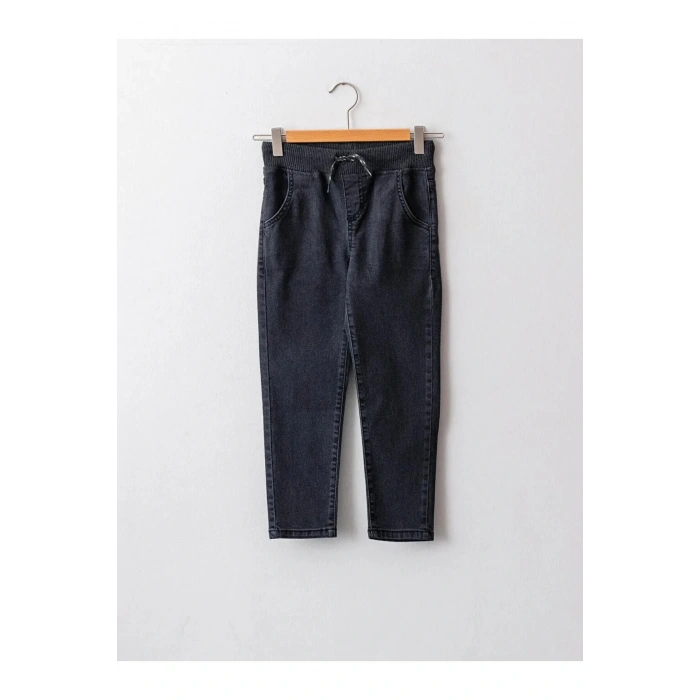 LCW Kids Antrasit Beli Lastikli Slim Fit Erkek Çocuk Jean Pantolon