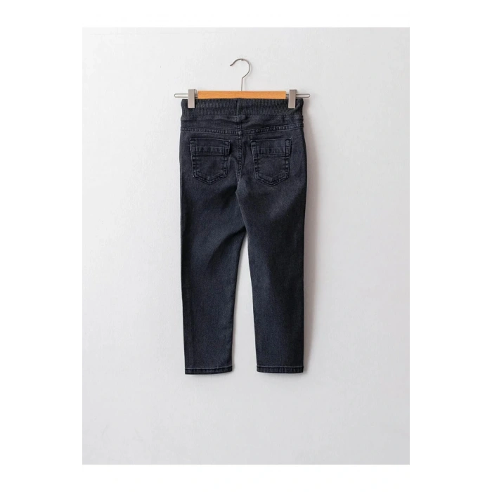 LCW Kids Antrasit Beli Lastikli Slim Fit Erkek Çocuk Jean Pantolon