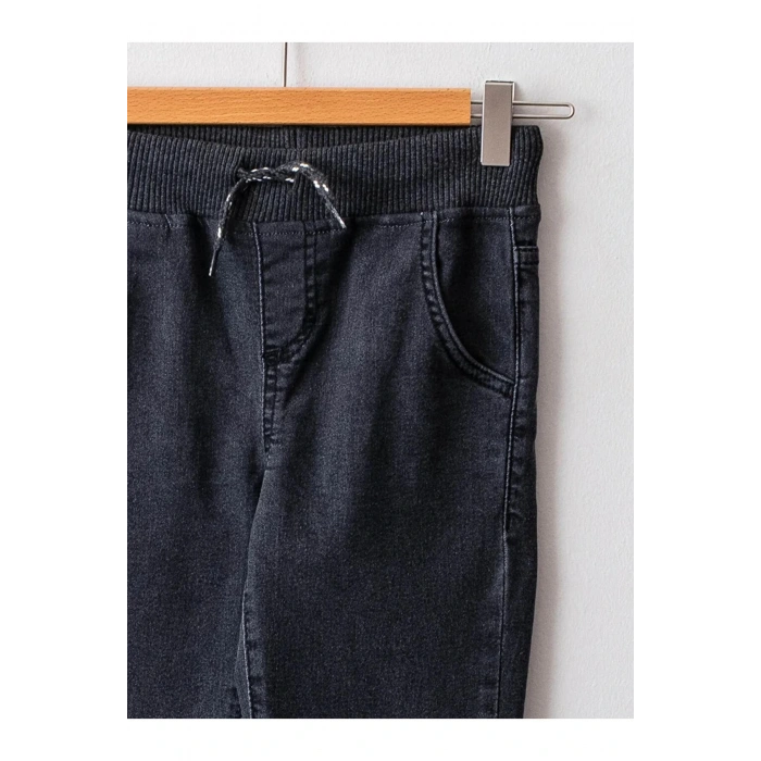 LCW Kids Antrasit Beli Lastikli Slim Fit Erkek Çocuk Jean Pantolon