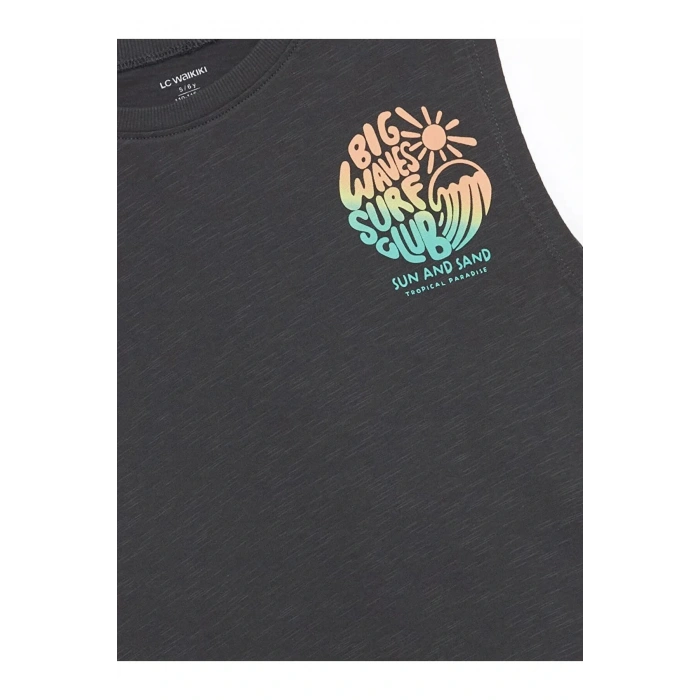 LCW Kids Antrasit Bisiklet Yaka Baskılı Erkek Çocuk Atlet