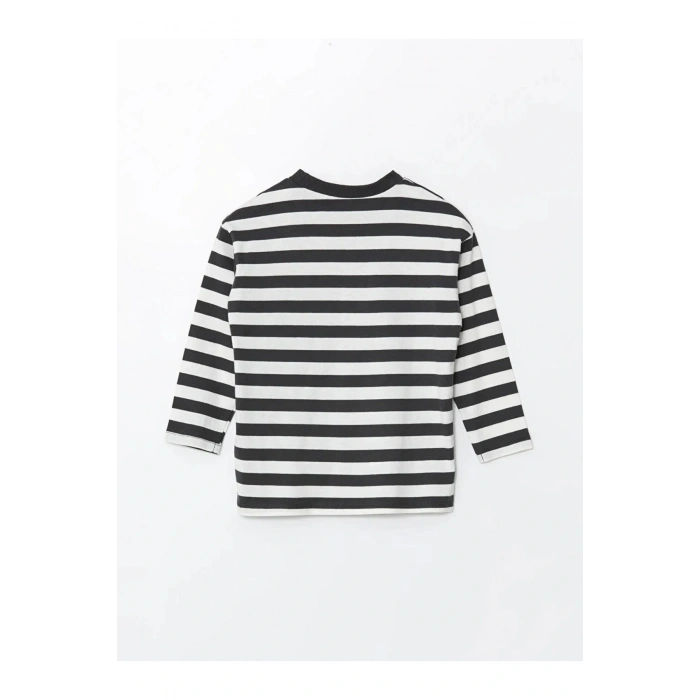 LCW Kids Antrasit Bisiklet Yaka Çizgili Erkek Bebek Tişört İMREX GLOBAL