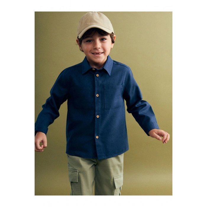 LCW Kids Basic Gabardin Uzun Kollu Erkek Çocuk Gömlek