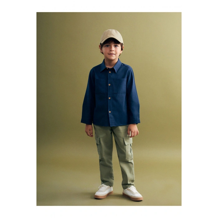 LCW Kids Basic Gabardin Uzun Kollu Erkek Çocuk Gömlek