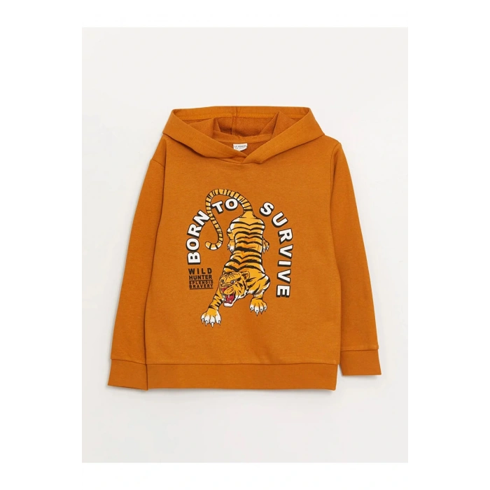 LCW Kids Baskılı Uzun Kollu Erkek Çocuk Hoodie ve Eşofman Altı