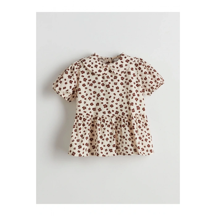 LCW Kids Bebe Yaka Çiçekli Kız Çocuk Gömlek