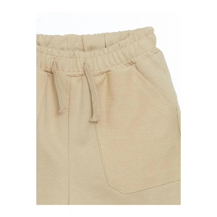 LCW Kids Bej Basic Beli Lastikli Pamuklu Erkek Çocuk Şort