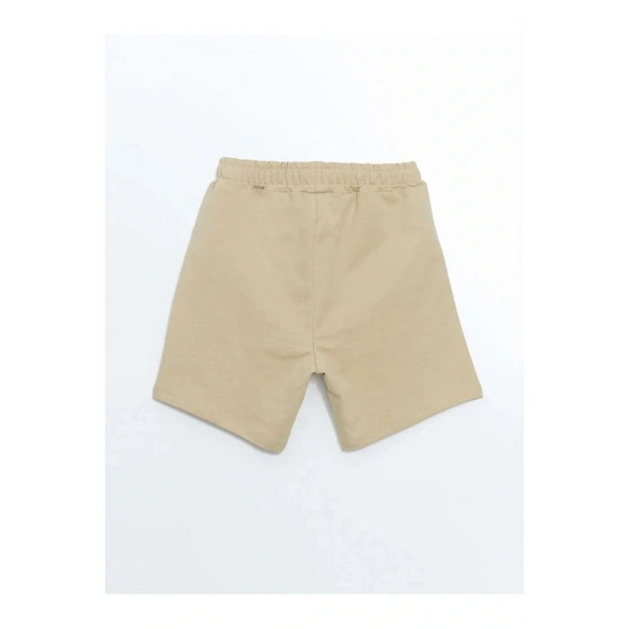 LCW Kids Bej Basic Beli Lastikli Pamuklu Erkek Çocuk Şort