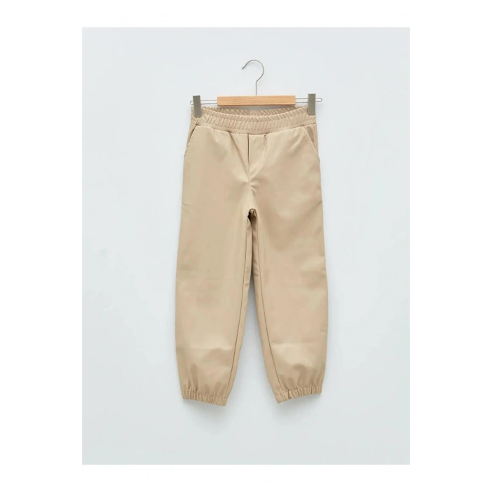 LCW Kids Bej Beli Lastikli Basic Kız Çocuk Jogger Pantolon