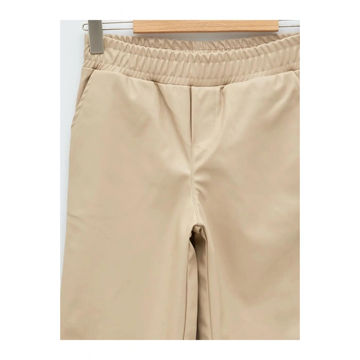 LCW Kids Bej Beli Lastikli Basic Kız Çocuk Jogger Pantolon
