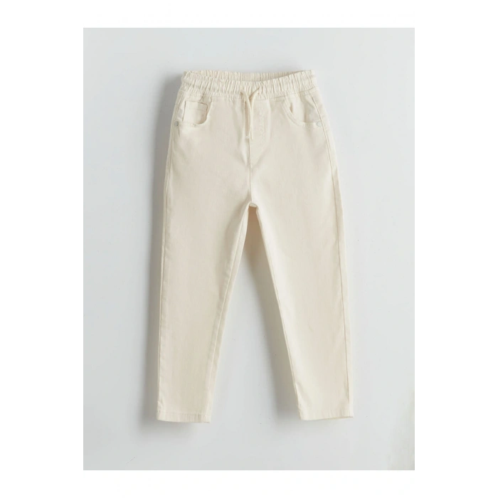 LCW Kids Bej Beli Lastikli Gabardin Erkek Çocuk Pantolon