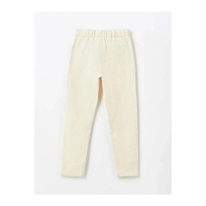 LCW Kids Bej Beli Lastikli Keten Karışımlı Erkek Çocuk Pantolon