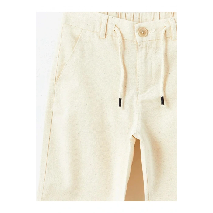 LCW Kids Bej Beli Lastikli Keten Karışımlı Erkek Çocuk Pantolon
