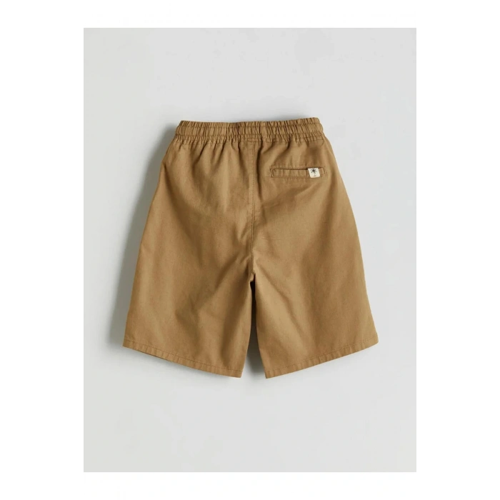 LCW Kids Bej Beli Lastikli Keten Karışımlı Erkek Çocuk Şort