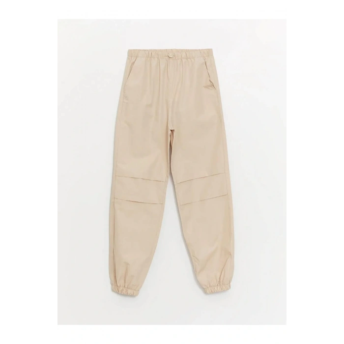 LCW Kids Bej Beli Lastikli Kız Çocuk Jogger Pantolon