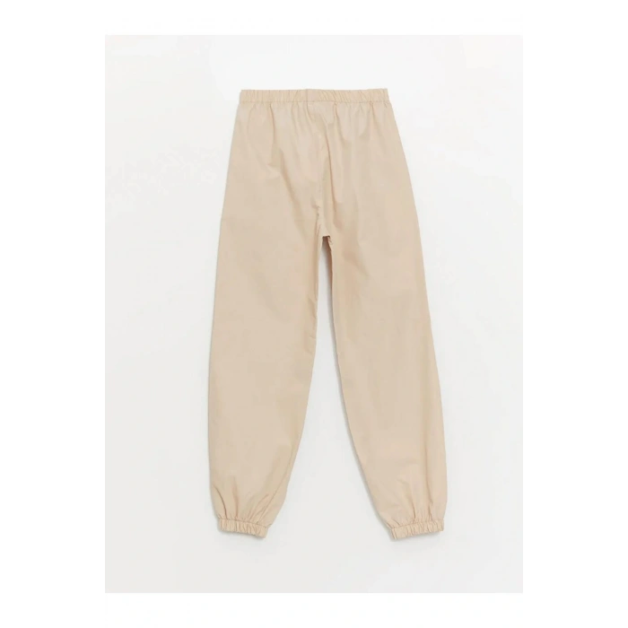 LCW Kids Bej Beli Lastikli Kız Çocuk Jogger Pantolon