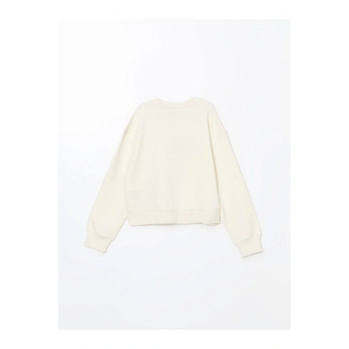 Lcw Kids Bej Bisiklet Yaka Kız Çocuk Kalın Crop Sweatshirt