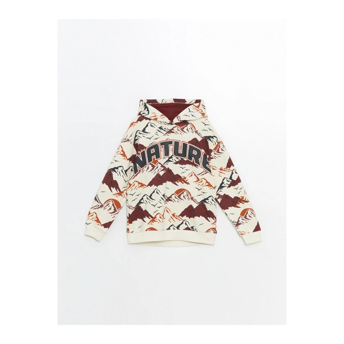 LCW Kids Bej Kapüşonlu Erkek Çocuk Kalın Sweatshirt