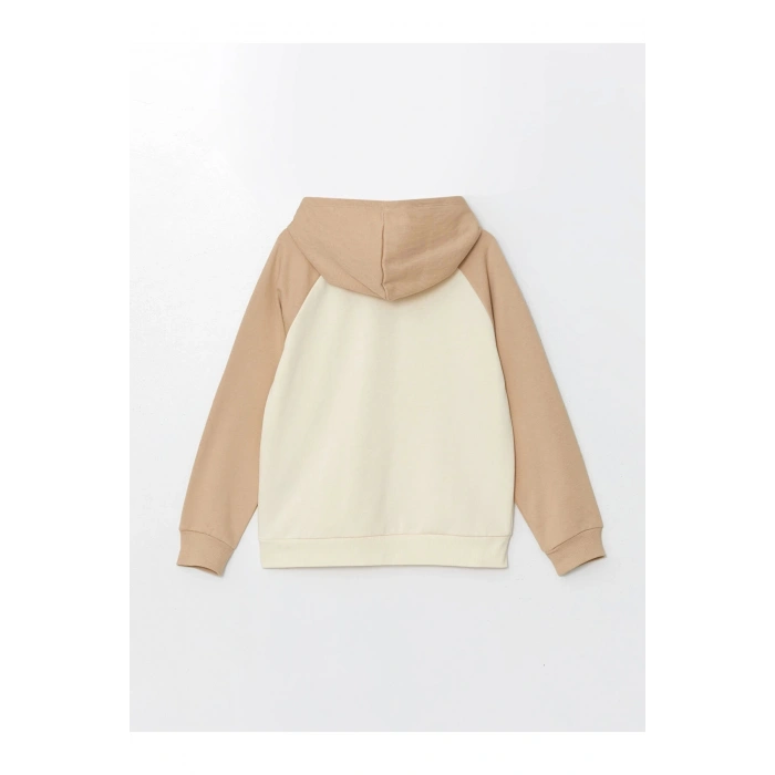 LCW Kids Bej Kapüşonlu Kız Çocuk Kalın Sweatshirt