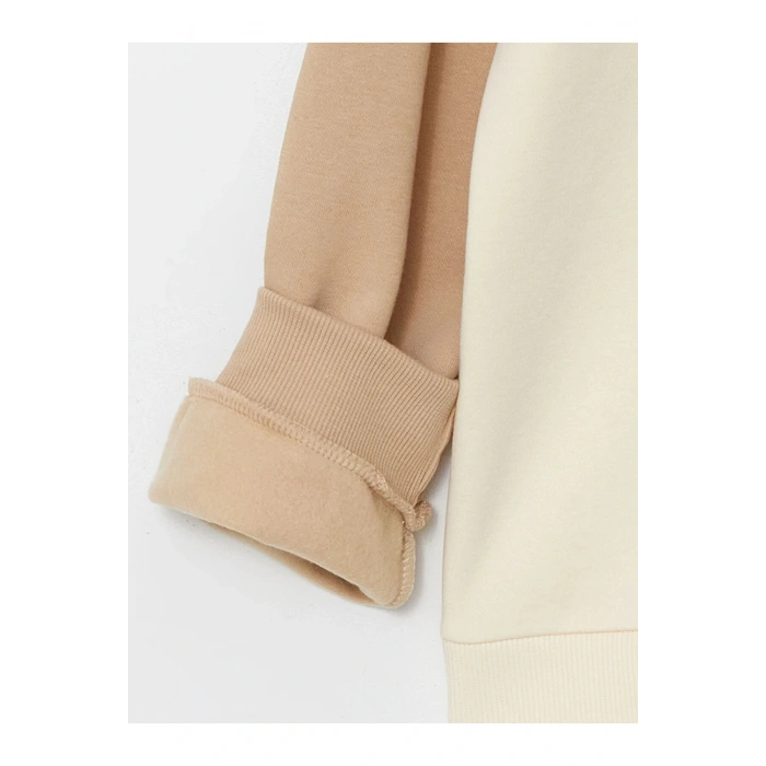 LCW Kids Bej Kapüşonlu Kız Çocuk Kalın Sweatshirt