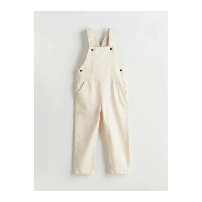 LCW Kids Bej Kare Yaka Gabardin Erkek Çocuk Salopet