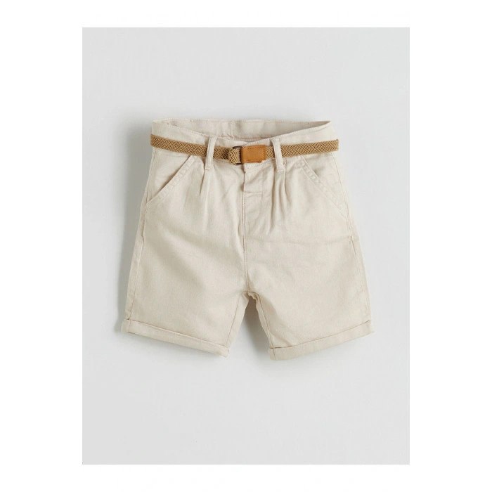 LCW Kids Bej Kemerli Basic Cepli Erkek Çocuk Şort