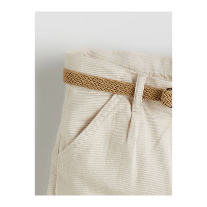 LCW Kids Bej Kemerli Basic Cepli Erkek Çocuk Şort