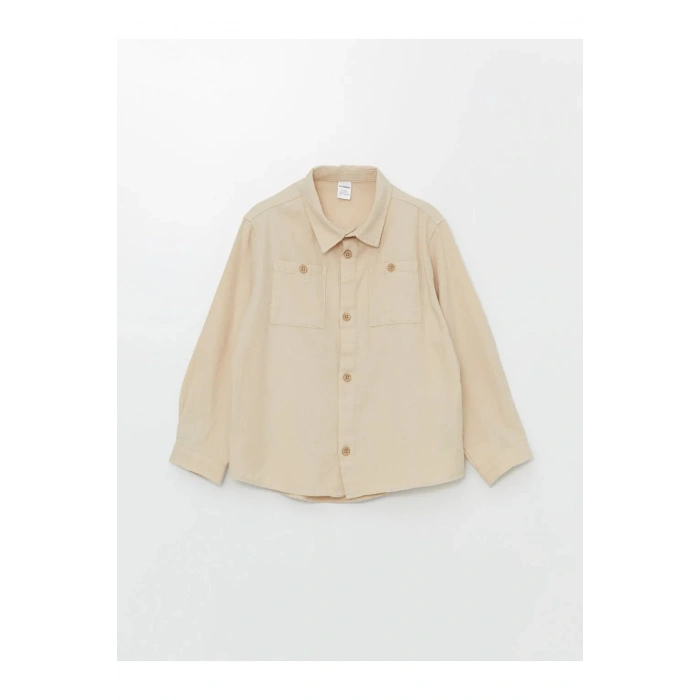 LCW Kids Bej Uzun Kollu Basic Erkek Çocuk Gömlek