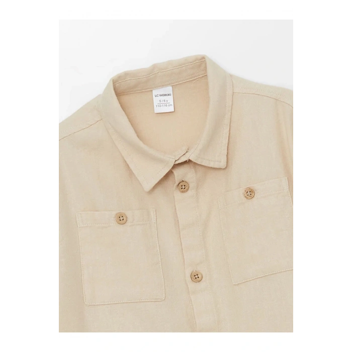 LCW Kids Bej Uzun Kollu Basic Erkek Çocuk Gömlek