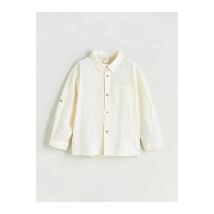 LCW Kids Bej Uzun Kollu Erkek Çocuk Gömlek
