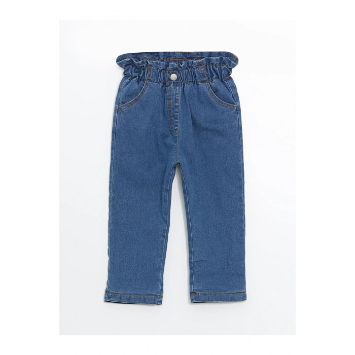 LCW Kids Beli Lastikli Basic Kız Bebek Jean Pantolon