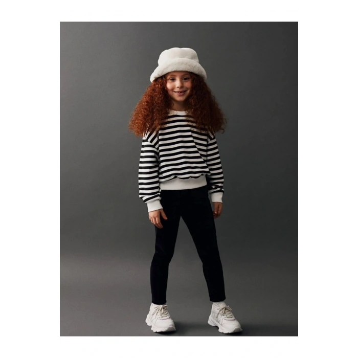 LCW Kids Beli Lastikli Basic Kız Çocuk Kadife Kalın Yüksek Pamuklu Tayt