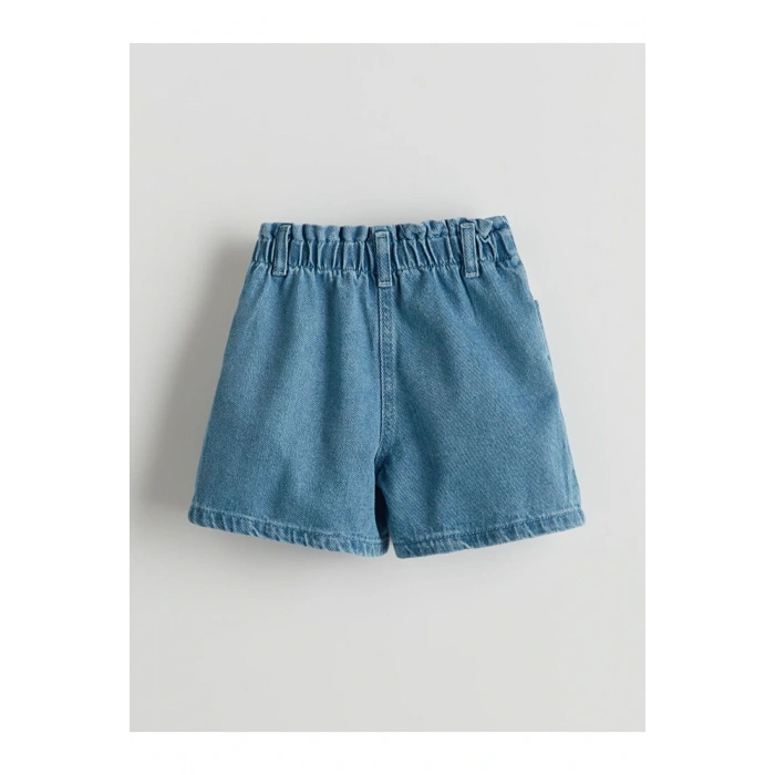 LCW Kids Beli Lastikli Baskılı Kız Çocuk Jean Şort
