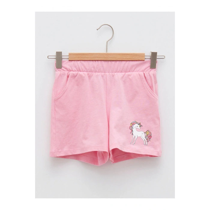 LCW Kids Beli Lastikli Baskılı Kız Çocuk Şort
