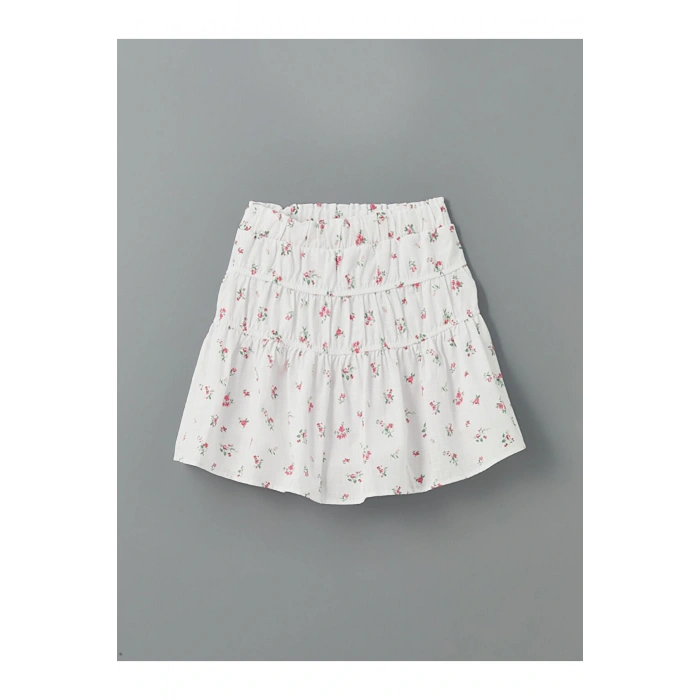 LCW Kids Beli Lastikli Çiçekli Kız Çocuk Etek