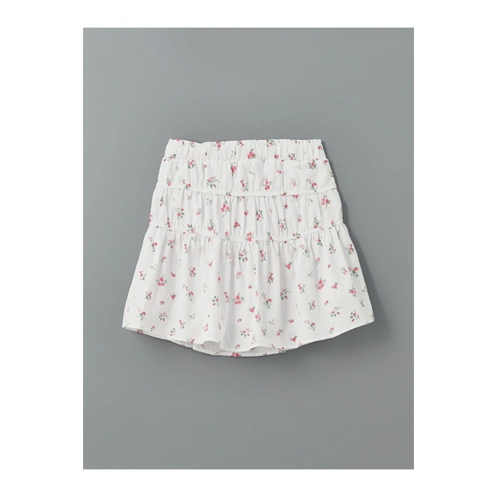 LCW Kids Beli Lastikli Çiçekli Kız Çocuk Etek