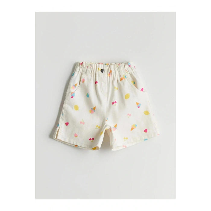 LCW Kids Beli Lastikli Gabardin Kız Çocuk Şort (S5)