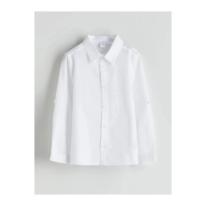 LCW Kids Beyaz Basic Erkek Çocuk Poplin Gömlek