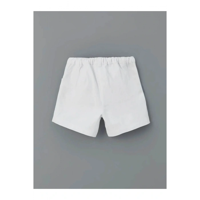 LCW Kids Beyaz Beli Lastikli Çiçekli Kız Çocuk Şort