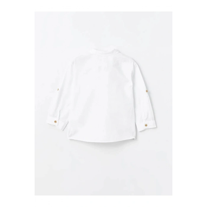 LCW Kids Beyaz Bisiklet Yaka Uzun Kollu Basic Erkek Bebek Gömlek ve Pantolon 2li Takım