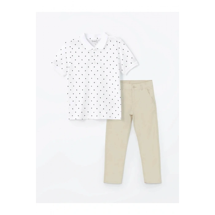 LCW Kids Beyaz Polo Yaka Erkek Çocuk Tişört ve Pantolon