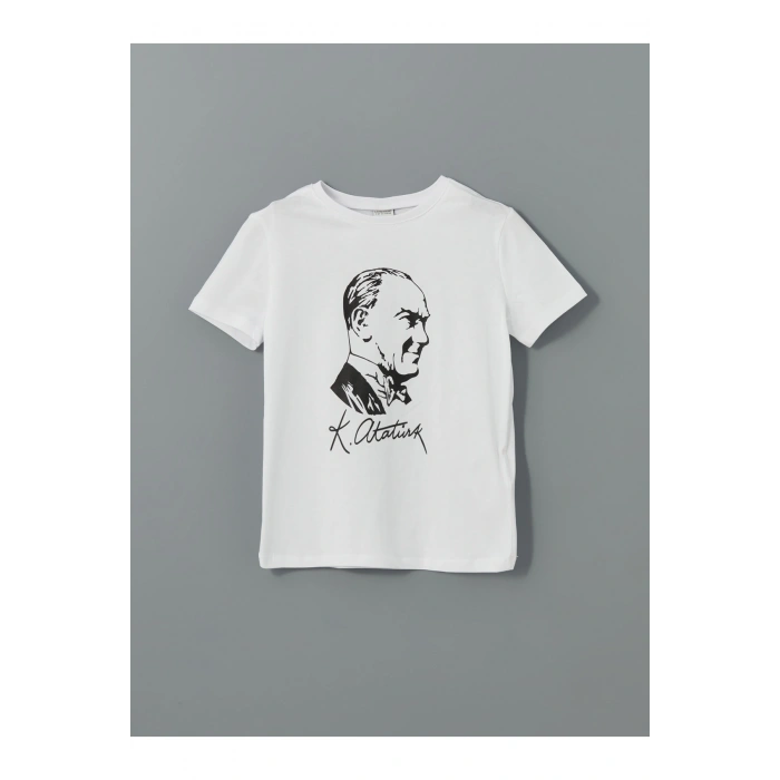 Lcw Kids Bisiklet Yaka Atatürk Baskılı Erkek Çocuk Tişört (S5)