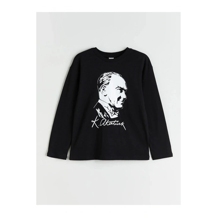 LCW Kids Bisiklet Yaka Atatürk Baskılı Erkek Çocuk Tişört (W5)